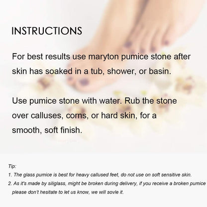 Maryton Glass Pumice Stone for Feet Pedicure Tools Foot Scrubber, 2PCS