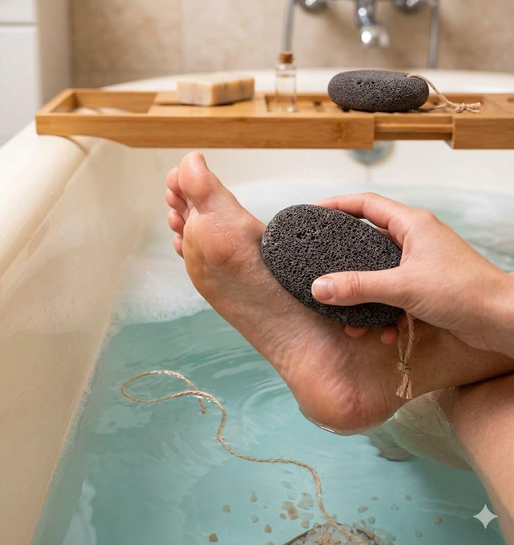 Pumice Stone for Feet, 2 Pack Natural Volcanic Foot Pumice Stone for Callus & Dead Skin Removal, Pedicure Foot Scrubber, Hard Skin Remover for Smooth Heels