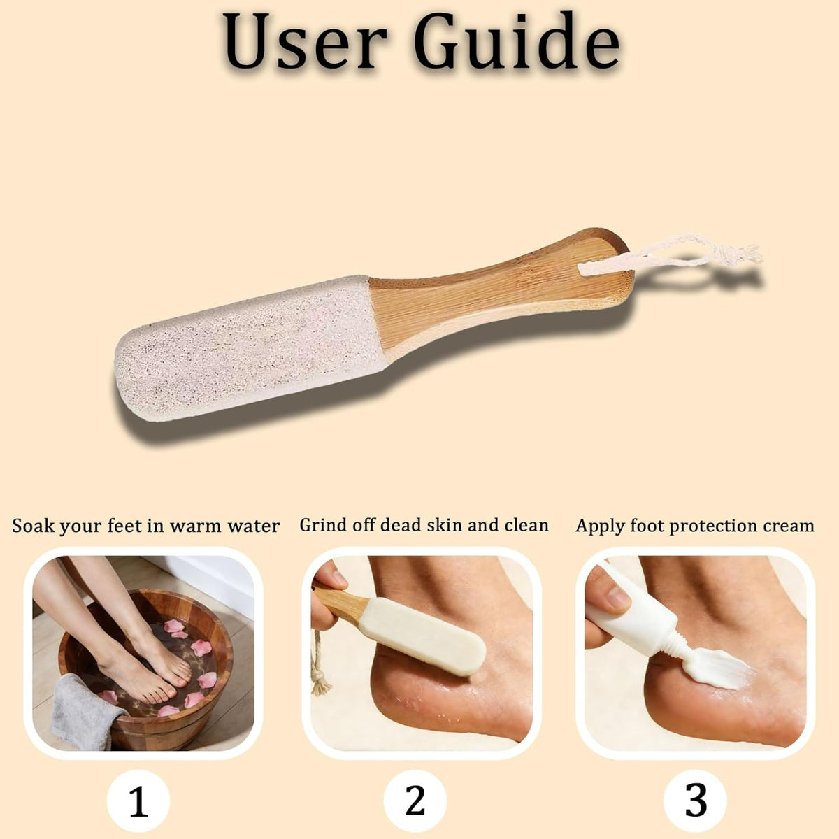 2-Pack Professional Pedicure Foot File & Pumice Stone with Wooden Handle