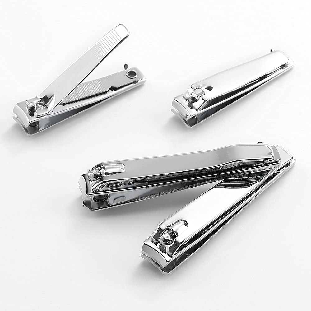 4 Pcs Professional Stainless Steel Toenail Clipper and Fingernails by QLL - Swing Out Nail Cleaner/File - Sharpest Stainless Steel Clipper - Wide Easy Press Lever - Best Quality Nail Cutter