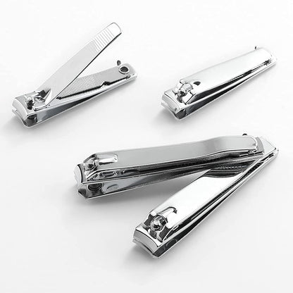 4 Pcs Professional Stainless Steel Toenail Clipper and Fingernails by QLL - Swing Out Nail Cleaner/File - Sharpest Stainless Steel Clipper - Wide Easy Press Lever - Best Quality Nail Cutter