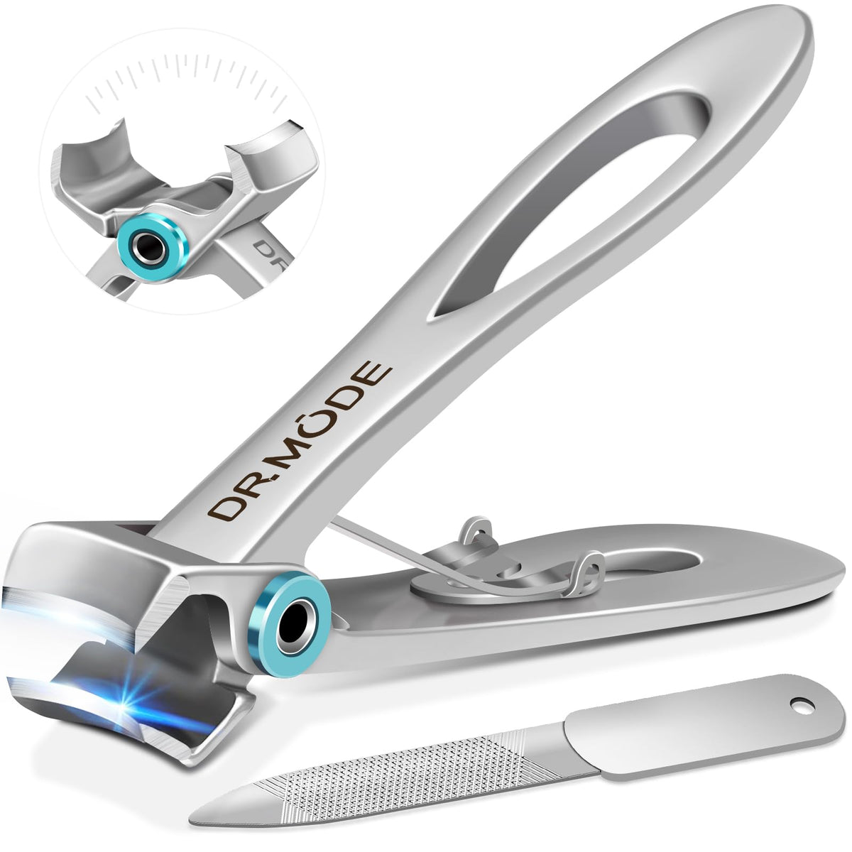 DRMODE Toenail Clippers for Seniors Thick Toenails, Angled Head Wide Jaw