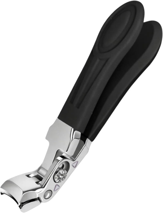 Professional Sapphire Black Angled Nail Clippers for Seniors & Adults – Thick Toenail Clipper with 5'' Nail File, Ultra-Sharp Blades, Nail Catcher, Easy Grip & Safe Home Manicure & Pedicure Care Tool