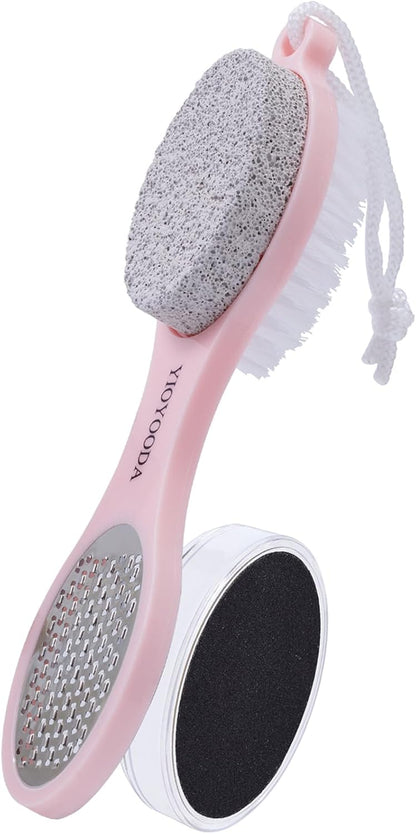 Foot Scrubber Brush with Pumice Stone for Feet Callus Remover Pedicure Tool