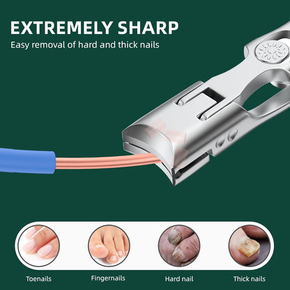 German Nail Clippers for Men Thick Nails, VANWIN Toenail Clippers for Seniors Large Wide Jaw Opening, Heavy Duty No Splash Fingernail Clipper with Safety Lock Nail Clippers with Catcher for Women