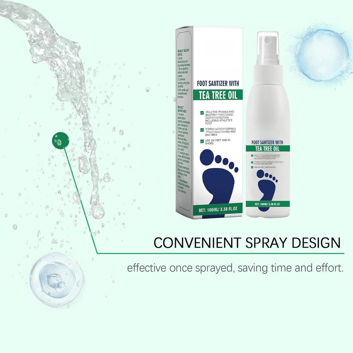 2Pcs Ximonth Foot Spray with Tea Tree Oil,Tea Tree Oil Feet Spray,TeaTree OilSpray for Foot (100ml/3.38fl.oz)