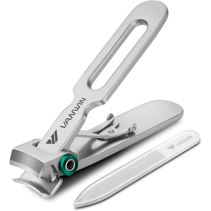 Nail Clippers for Thick Nails, 16mm Wide Jaw Opening Oversized Toenail Clippers Cutter with Sharp Curved Blade and Nail File, Heavy Duty Stainless Steel Fingernail Clippers for Seniors Elderly