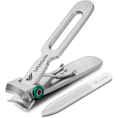 Nail Clippers for Thick Nails, 16mm Wide Jaw Opening Oversized Toenail Clippers Cutter with Sharp Curved Blade and Nail File, Heavy Duty Stainless Steel Fingernail Clippers for Seniors Elderly