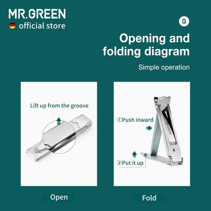 MR.GREEN Collapsible Nail Clippers Small and Thin Portable Travel Nail Scissors Cutter Stainless Steel Manicure Tools with Nail Files (Orange Leather Case+ Iron Box) Multicoloured