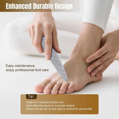 DEBETOOL 3-Pack Natural Volcanic Foot Pumice Stone Set, Round, Oval & Cone