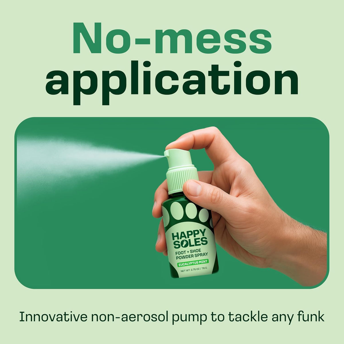 Foot & Shoe Deodorizer Powder Spray - Talc-Free, Vegan, Non-Aerosol Mess-Free Spray - Absorbs Sweat & Fights Odor with Bamboo & Tapioca - Long-Lasting Freshness & Comfort (Eucalyptus Mint)