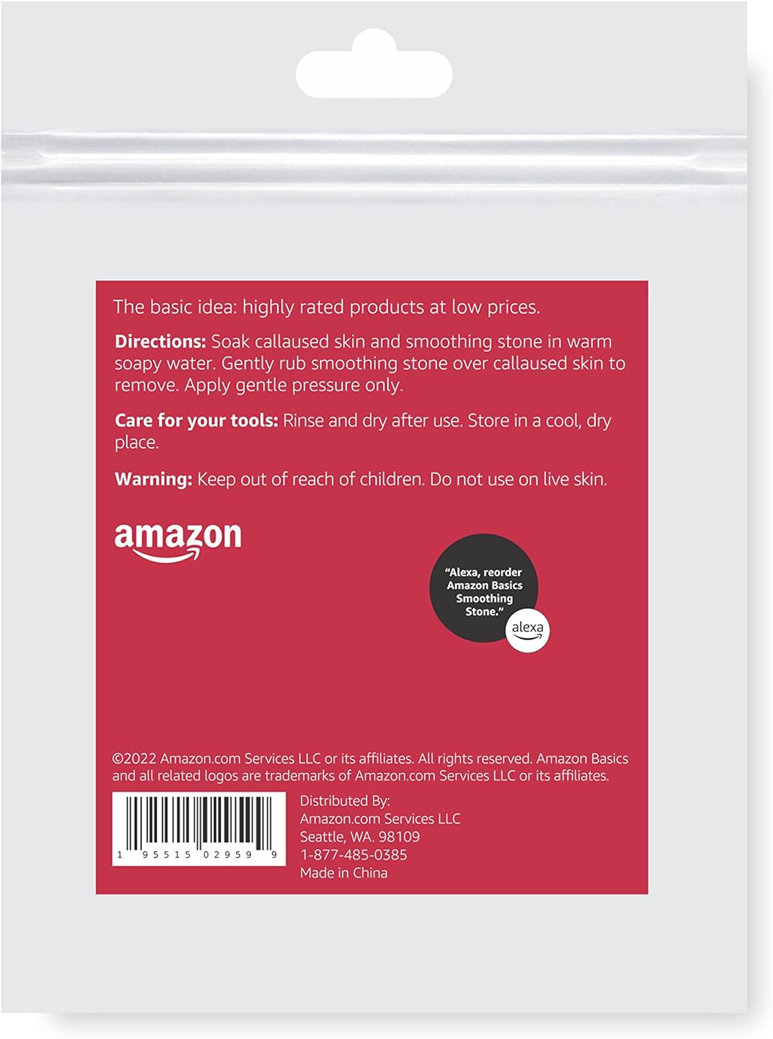 Amazon Basics Dead Skin Remover Smoothing Stone, Foot Exfoliator for Calluses and Cracked Heels, Grey, 3-Pack