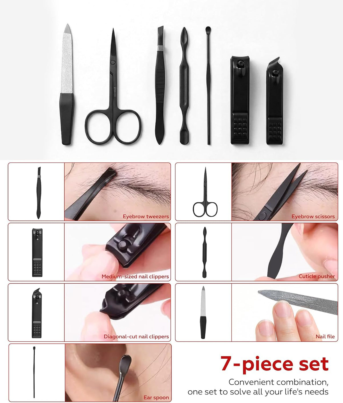 Stocking Stuffers Gift for Dad Men, Manicure Set Nail Clippers Grooming Kit with Travel Case, Personal Care Tools Birthday Gifts for Men Women