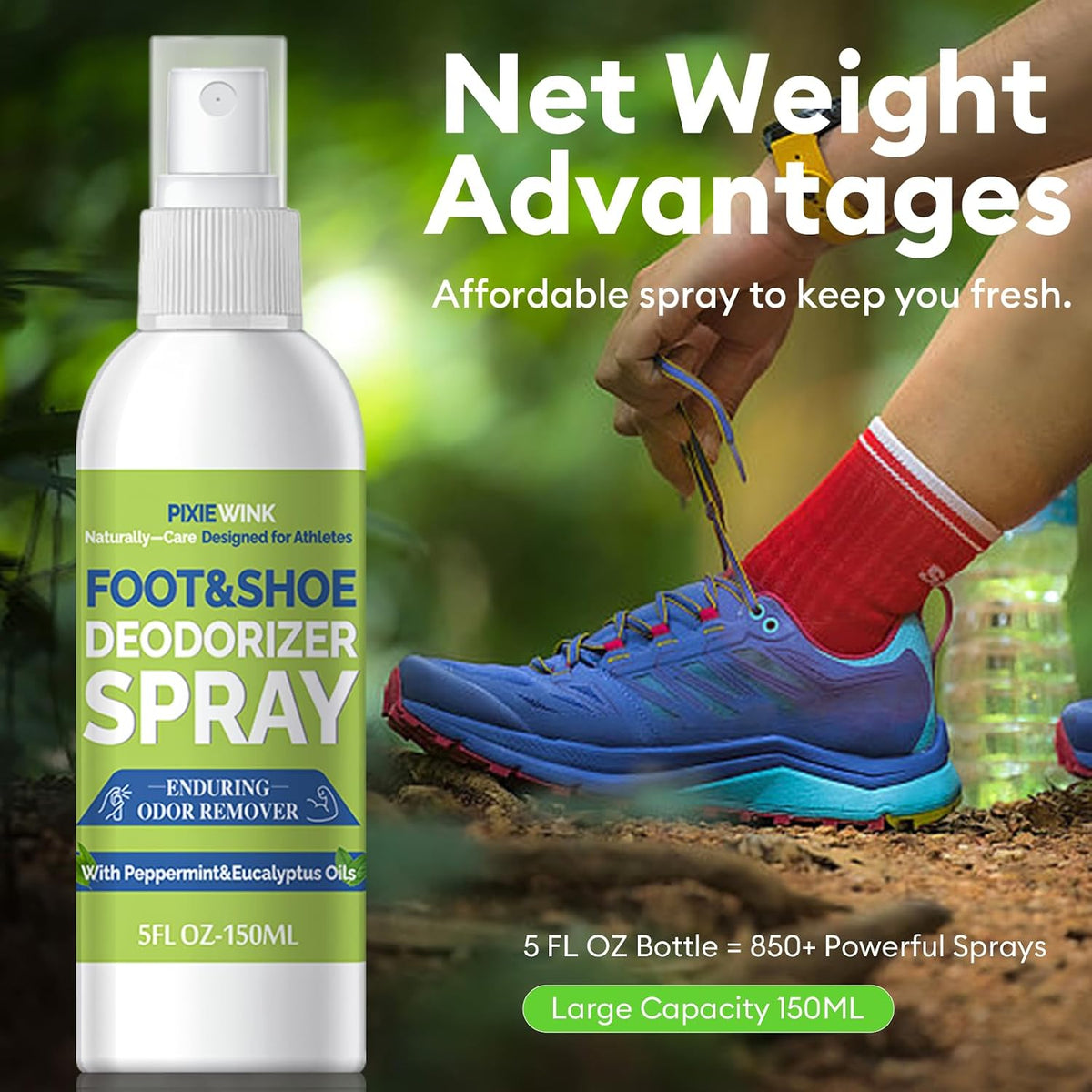 Foot & Shoe Deodorizer Spray, Odor Eliminator for Smelly Shoes & Feet