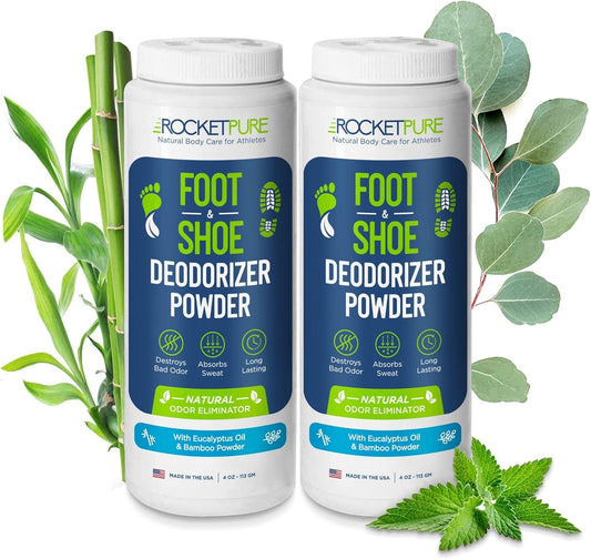 Rocket Pure Natural Foot and Shoe Deodorizer Powder, Eucalyptus, Pack of 2