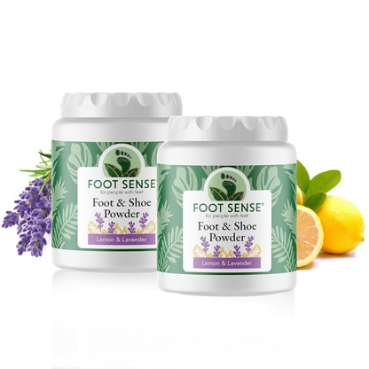 FOOT SENSE All Natural Foot & Shoe Powder, Foot Deodorant, Talc-Free, Odor Eliminator, Disinfects & Deodorizes, Long-Lasting up to 6 Months Safe for Men, Women, Kids, Athletes, 100g (2 Pack)