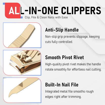 FiriKer Nail Clippers with Nail File, Fingernail Clipper, Toe Nail Clippers
