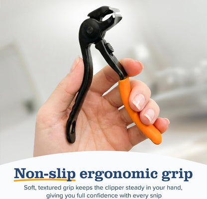 EZPIK Thick Toe Nail Clippers for Seniors, Nail Repair & Nail Care Set with File, Ergonomic Nail Cutter, 4.8" Long Handle, Angled Head & Stainless Steel Blades for Weak & Arthritic Hands