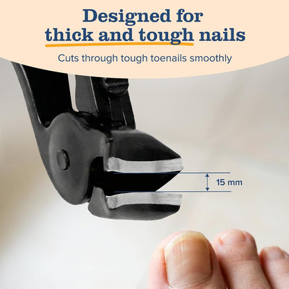 EZPIK Thick Toe Nail Clippers for Seniors, Nail Repair & Nail Care Set with File, Ergonomic Nail Cutter, 4.8" Long Handle, Angled Head & Stainless Steel Blades for Weak & Arthritic Hands