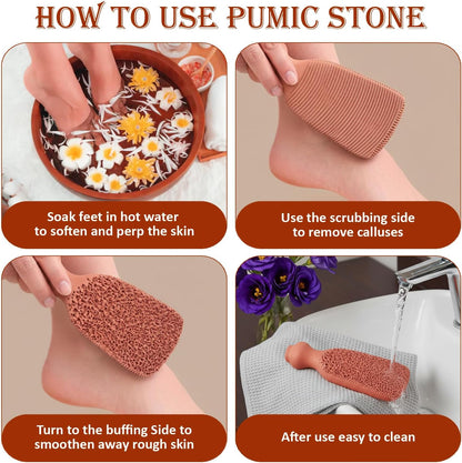 BEAUTICONE 100% Natural Terracotta Pumice Stone for Feet - Durable Callus Remover for Cracked Heels & Dead Skin - Dual Sided Foot Scrubber Pedicure Tool for Foot Care, Foot Exfoliator