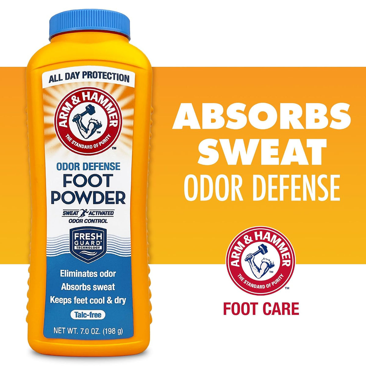 Arm & Hammer Odor Defense Foot Powder for Shoes & Feet, 7 oz, 3 Pack