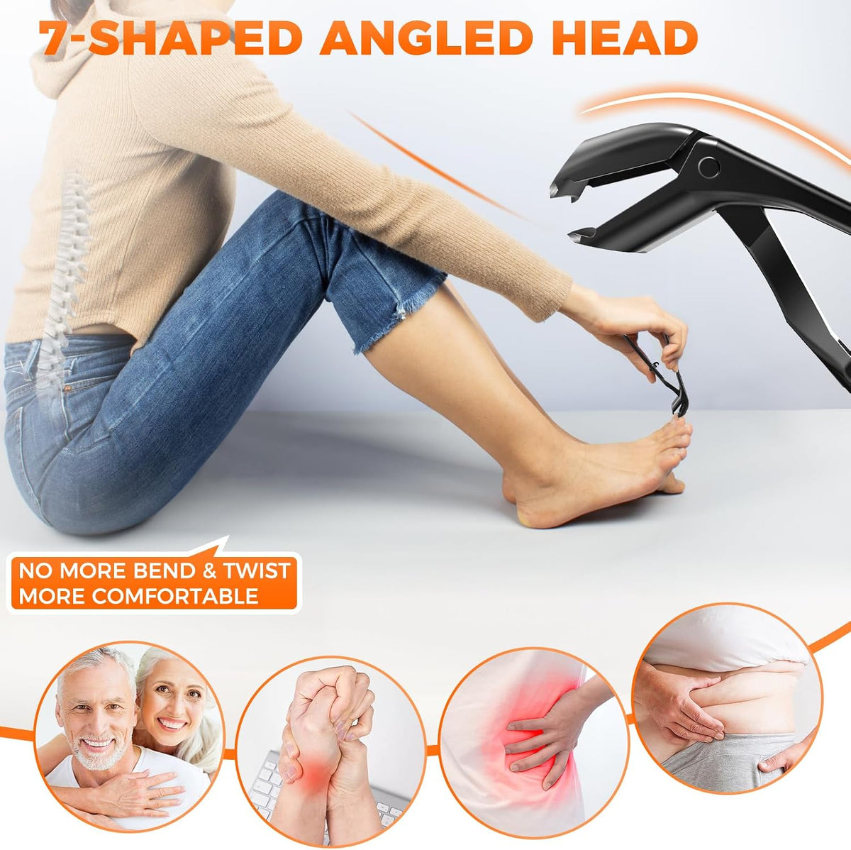 DRMODE Toenail Clippers for Seniors Thick Toenails, Angled Head Wide Jaw