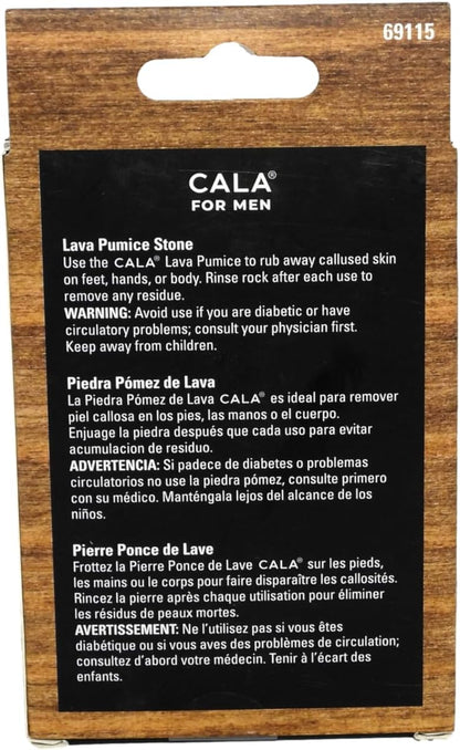 CALA Lava Pumice Stone for Men, Exfoliates and Smoothes Rough Skin, Natural Volcanic Stone for Calluses and Dry Skin