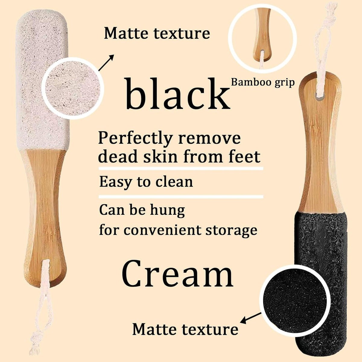 2-Pack Professional Pedicure Foot File & Pumice Stone with Wooden Handle