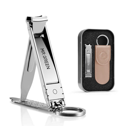 MR.GREEN Collapsible Nail Clippers Small and Thin Portable Travel Nail Scissors Cutter Stainless Steel Manicure Tools with Nail Files (Orange Leather Case+ Iron Box) Multicoloured