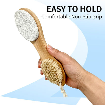 4 in 1 Foot Scrubber with Pumice Stone – Foot File Callus Remover for Dead Skin, Foot Brush for Shower, Foot Rasp and Sand Paper Pedicure Tools, Home Foot Care Kit for Dry Feet