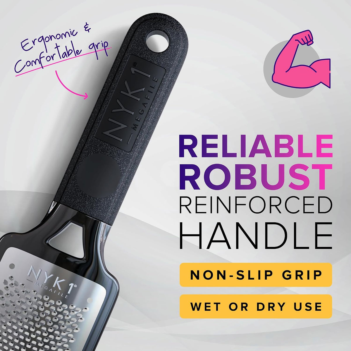NYK1 RUSTPROOF Foot File Callus Remover for Feet with Catcher | XL Size