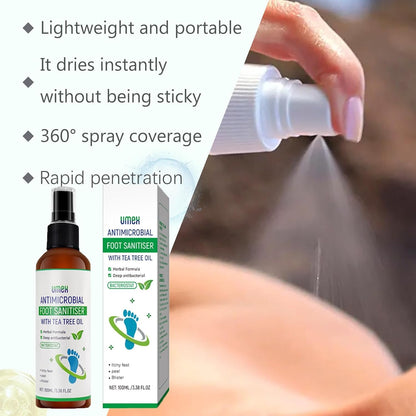 Tea Tree Oil Foot Deodorant, Tea Tree Oil Foot Spray, Fast Antiperspirant, Removes Foot Odor, Promotes Perspiration, 100ml / 3.38oz (1)