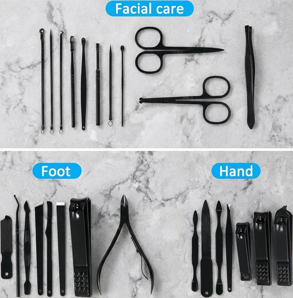MINKINH Manicure Set Nail Clippers Set Pedicure Kit, 26-Piece Brown