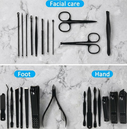 MINKINH Manicure Set Nail Clippers Set Pedicure Kit, 26-Piece Brown