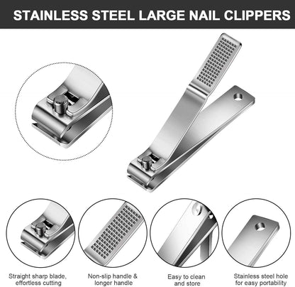 Mudder 6 Pcs Large Toenail Clippers Straight Edge Cutters, Silver