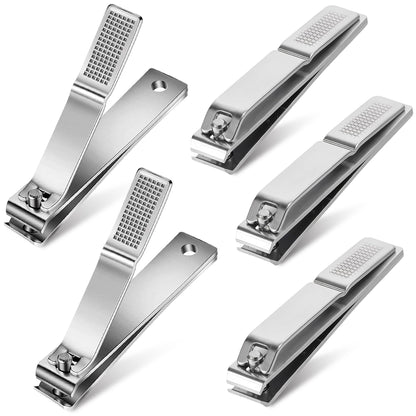 5-Pack Large Toenail Clippers Straight Edge, 3.15 inch Silver