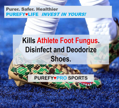 Purefypro Sports Equipment Disinfectant Spray - (4oz, 2pk) Kills 99.9999% MRSA, HIV, Athlete Foot Fungus, Virus and Fungi. No Rinse, No Residue. Sports Pads, Yoga Mats, Shoes, Boxing Gloves Euipment