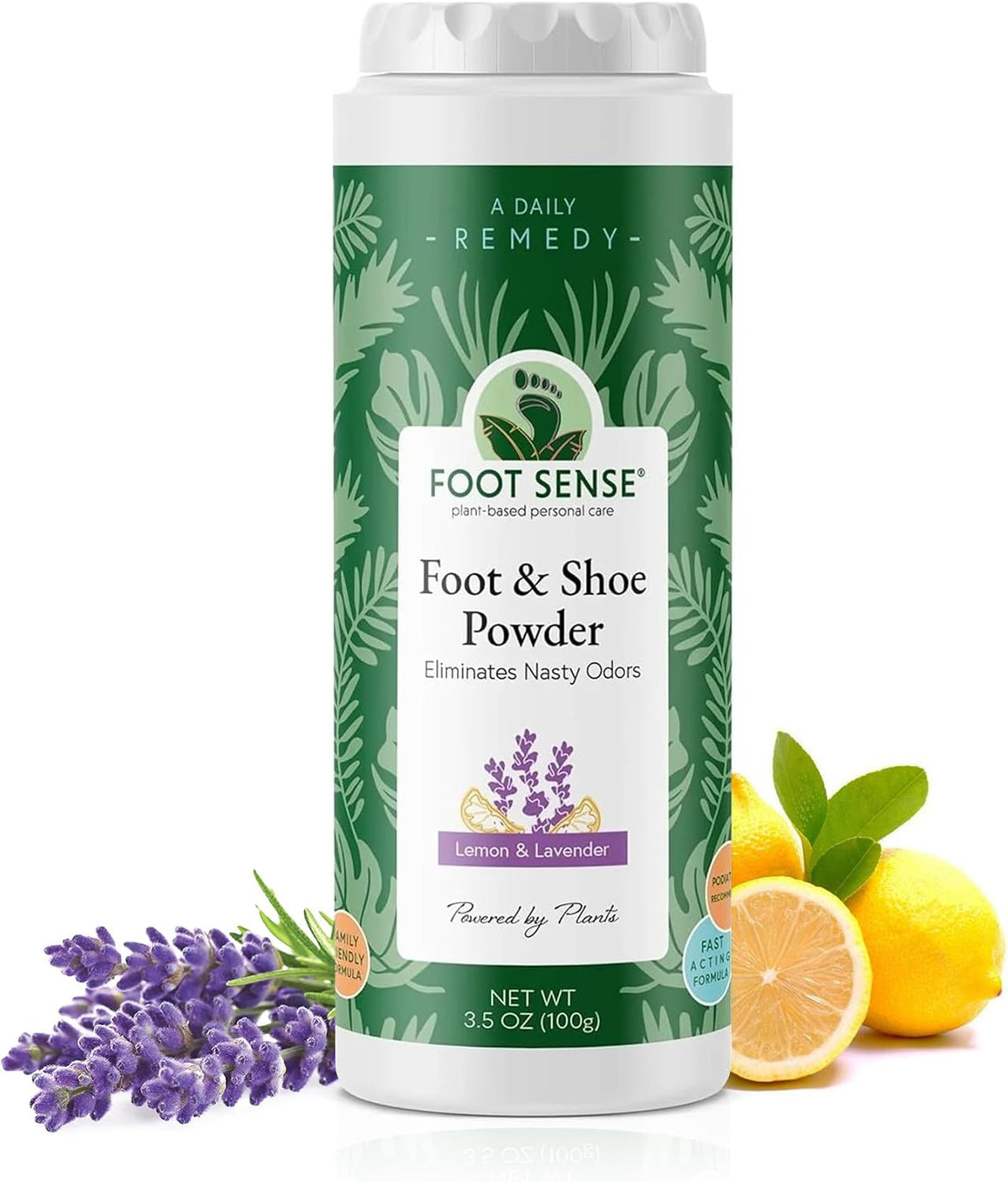 FOOT SENSE All Natural Foot & Shoe Powder, Foot Odor Eliminator for Long-Lasting Odor Control Lasts up to 6 Months, Deodorizes, Safe for Men, Women, Kids, Athletes, 100g