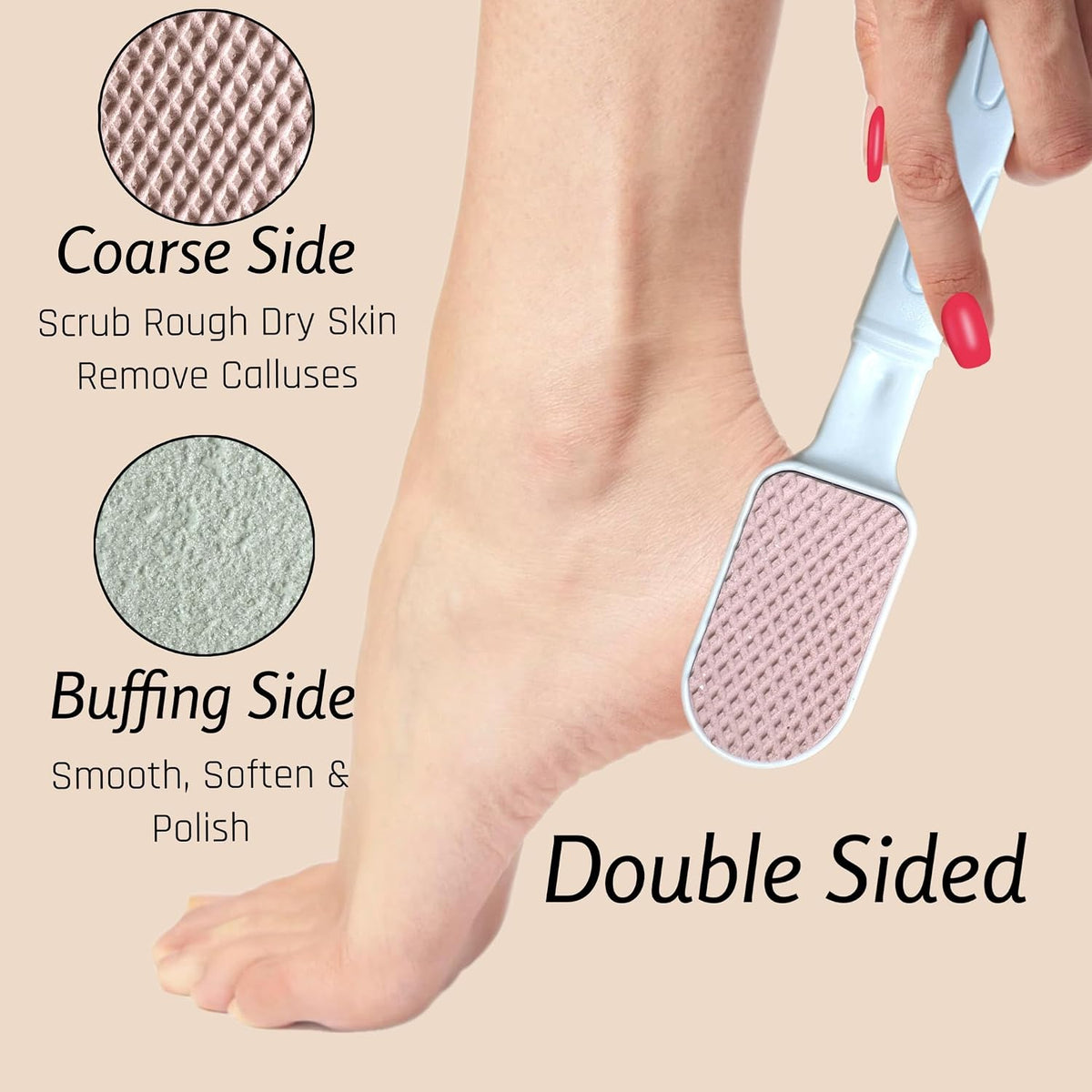 Double-Sided Pumice Stone & Foot File Rasp Heels Scraper Scrubber Cracked Feet Instant Exfoliator Buffer Dead Hard Skin Callus Remover – Elbows Hand Feet Pedicure Tool Corn Softener Sole Smoother