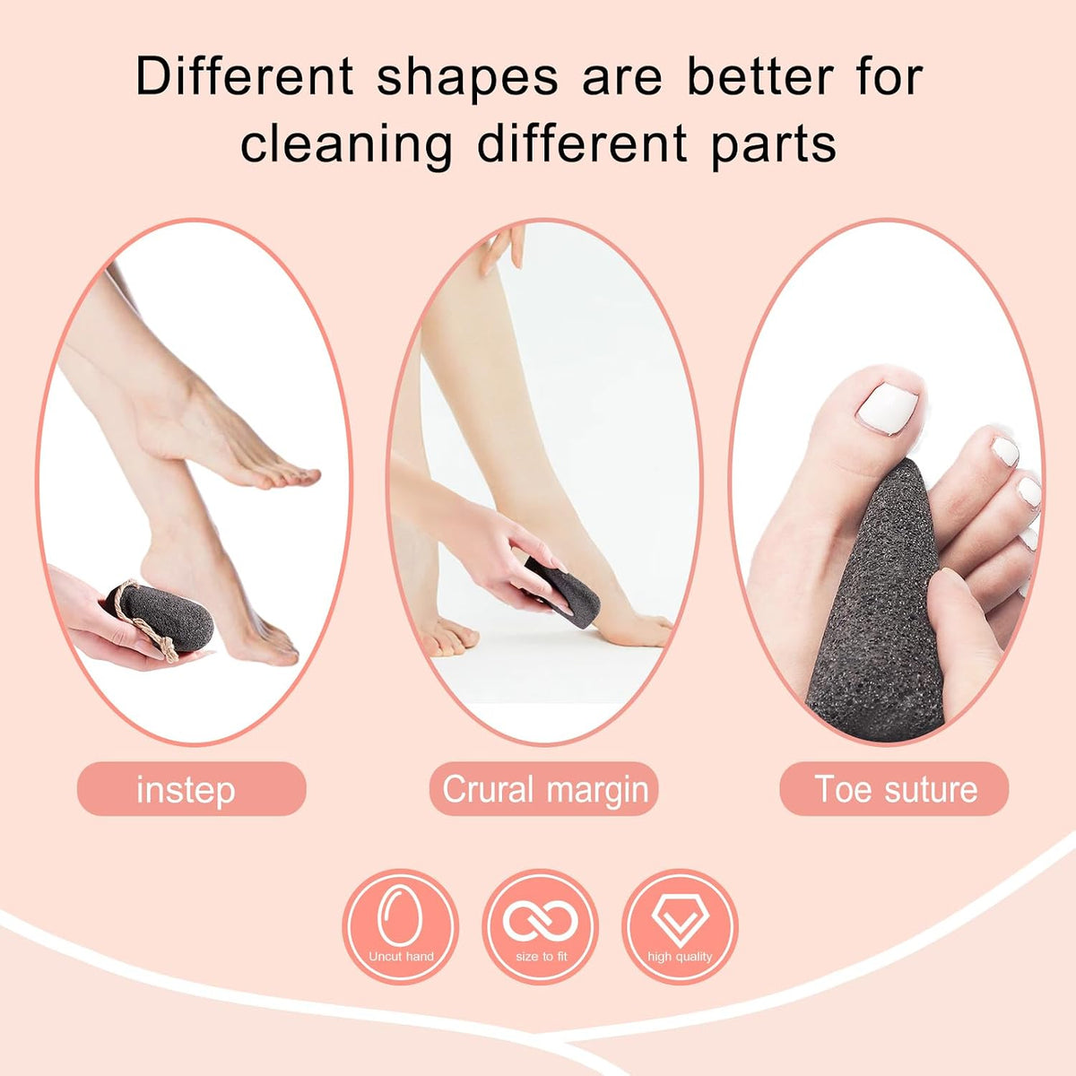 SAMEBUTECO 3 Shapes Natural Volcanic Pumice Stone for Feet Pumice Cleaning Stone for Sole of The Foot,Edges of The Foot,Toe Seams,Foot Scrubber for Dead Skin Remover Deep Clean
