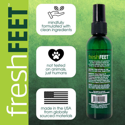 Fresh Feet Foot Spray for Smelly Feet, Boots & Shoe Odor, 4oz - Made without Parabens, Dyes, Sulfates or Alcohol by Fresh Body