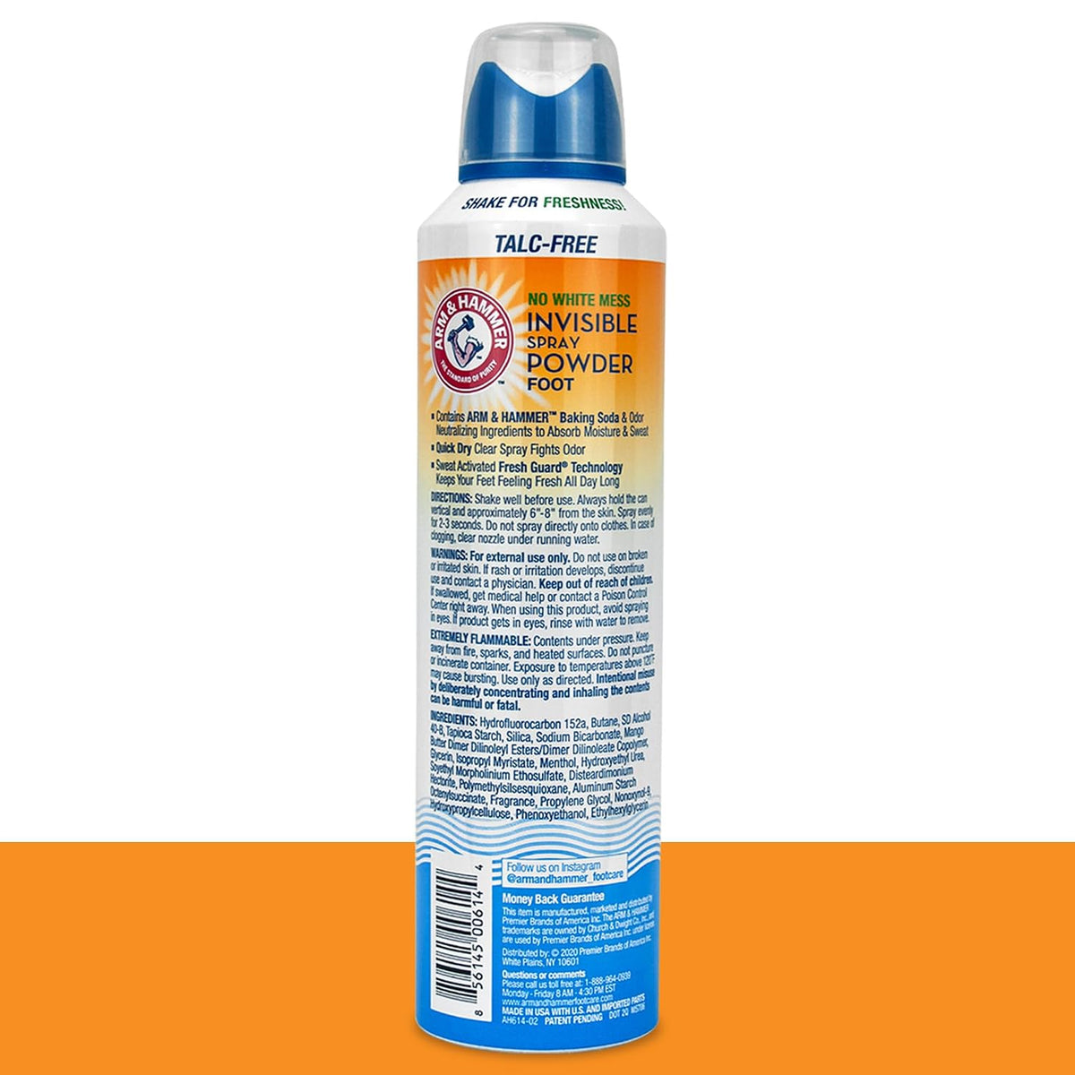 Arm & Hammer Invisible Foot Powder Spray, Odor & Sweat Control, 7oz, 3 Pack