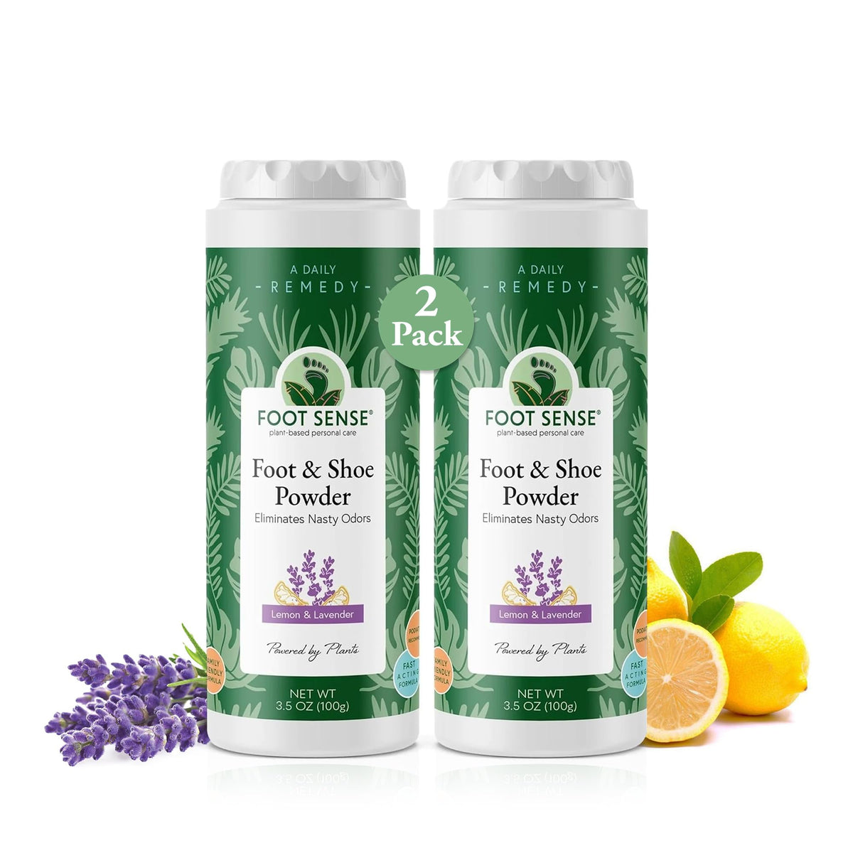 FOOT SENSE All Natural Foot & Shoe Powder, Foot Odor Eliminator for Long-Lasting Odor Control Lasts up to 6 Months, Deodorizes, Safe for Men, Women, Kids, Athletes, 100g