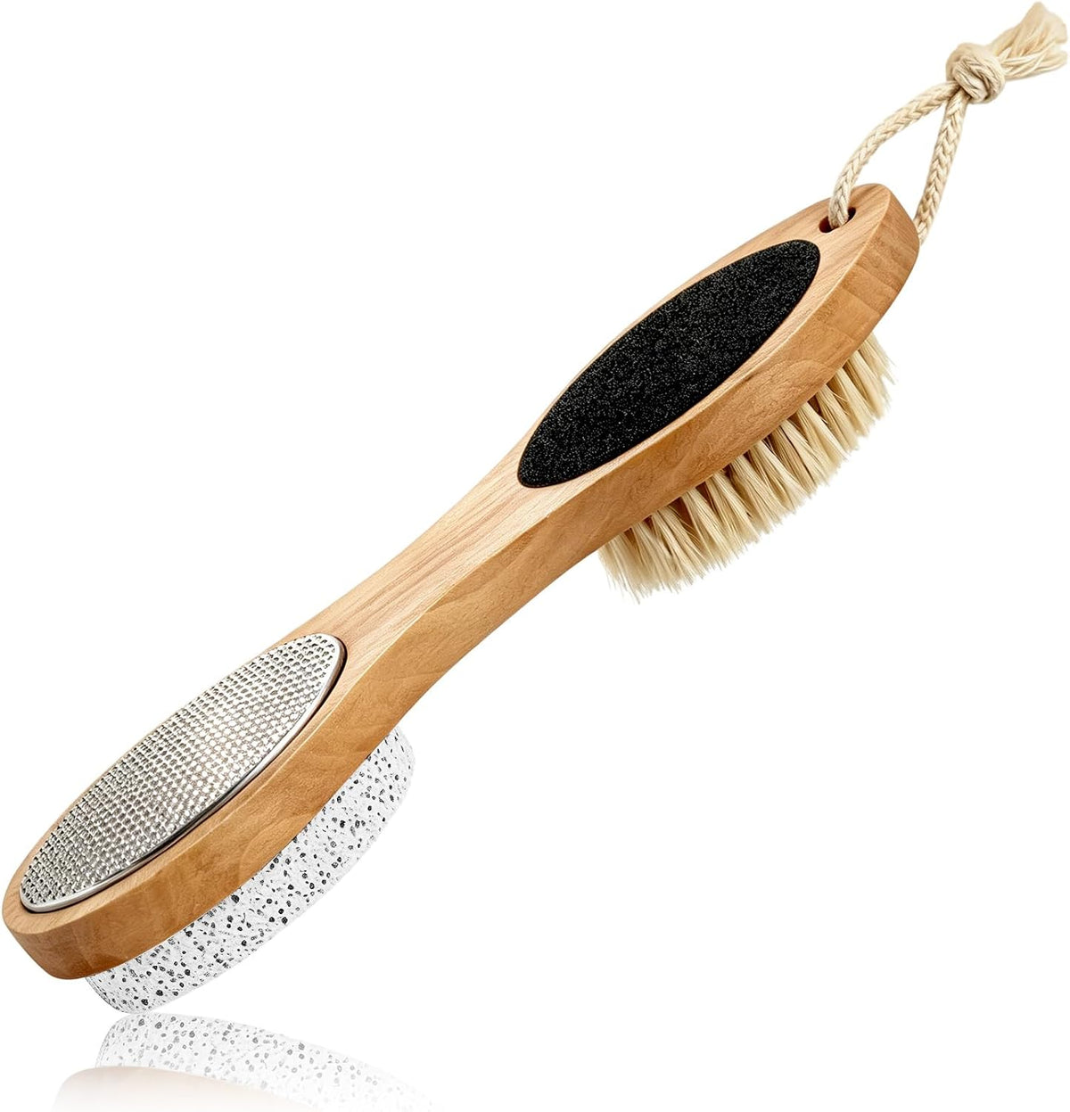 4 in 1 Foot Scrubber with Pumice Stone – Foot File Callus Remover for Dead Skin, Foot Brush for Shower, Foot Rasp and Sand Paper Pedicure Tools, Home Foot Care Kit for Dry Feet