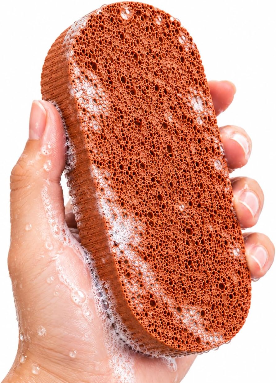 BEAUTICONE 100% Natural Terracotta Pumice Stone for Feet - Durable Callus Remover for Cracked Heels & Dead Skin - Dual Sided Foot Scrubber Pedicure Tool for Foot Care, Foot Exfoliator