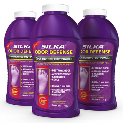 SILKA Odor Fighting Foot Powder & Shoe Deodorizer, 6 Oz, 2 Pk