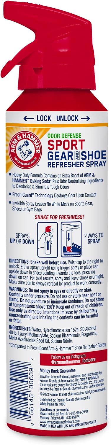 Arm & Hammer Odor Defense Sport Gear & Shoe Refresher Spray, 6.7 oz