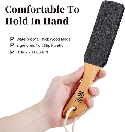 Pumice Stone Foot File, Wooden Handle Foot Scrubber & Callus Remover