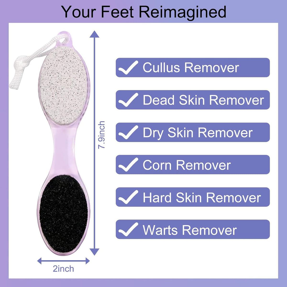 2 Pack 4-in-1 Foot Scrubber with Pumice Stone for Feet