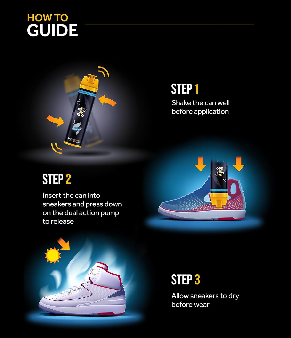 Crep Protect Shoe Deodorizer Spray - Foot & Shoe Odor Eliminator for Smelly Shoes, Sneakers, Boots, Suede & Nubuck - 24-Hour Freshness, Refreshing Scent (Fresh Linen, 5.07oz)